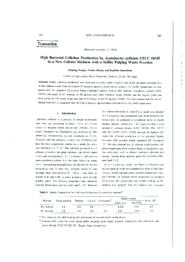 (PDF) High Bacterial Cellulose Production by Acetobacter xylinum ATCC ...