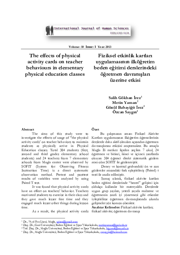 (PDF) The effects of physical activity cards on teacher behaviours in ...
