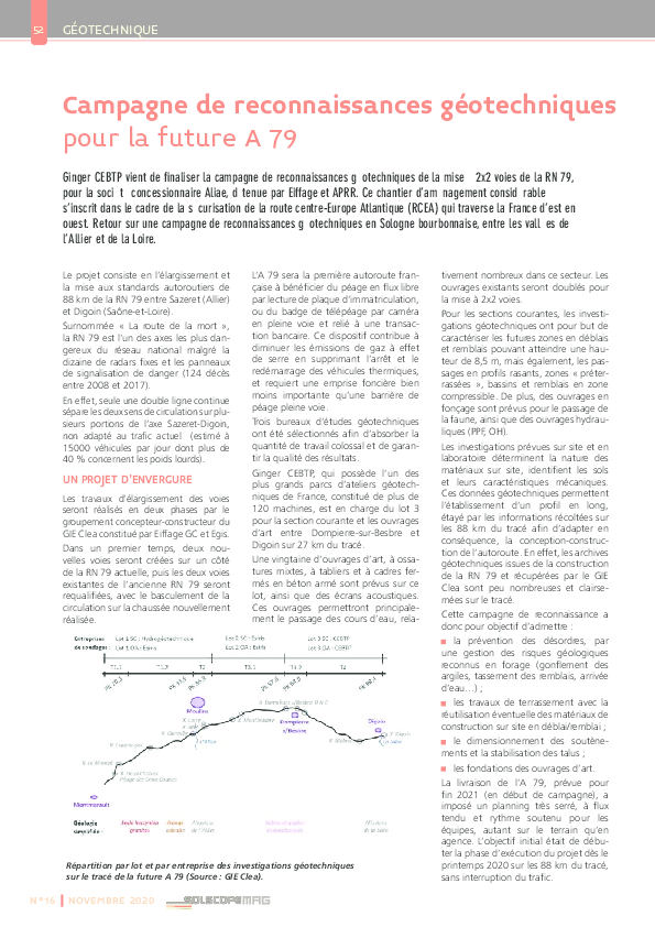 (PDF) Gestion d'une campagne de reconnaissance géotechnique A79