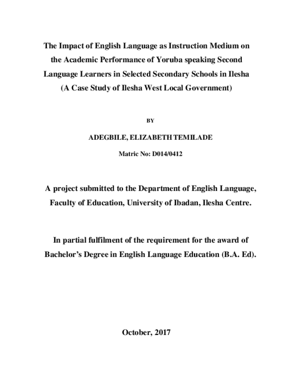 (PDF) The Impact of English Language as Instruction Medium on the ...