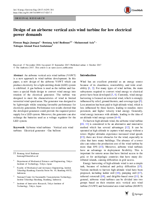 (PDF) Design of an airborne vertical axis wind turbine for low ...