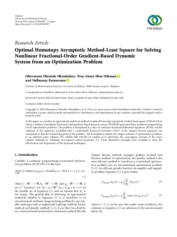 (PDF) Optimal Homotopy Asymptotic Method-Least Square for Solving ...