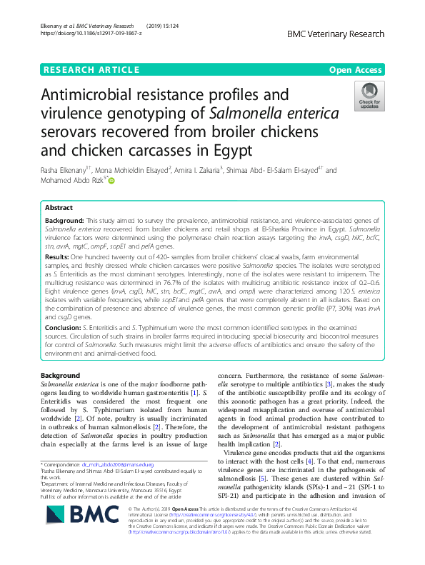 (PDF) Antimicrobial resistance profiles and virulence genotyping of ...