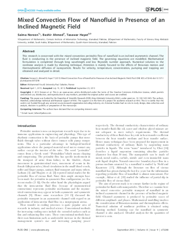 (PDF) Mixed Convection Flow of Nanofluid in Presence of an Inclined ...