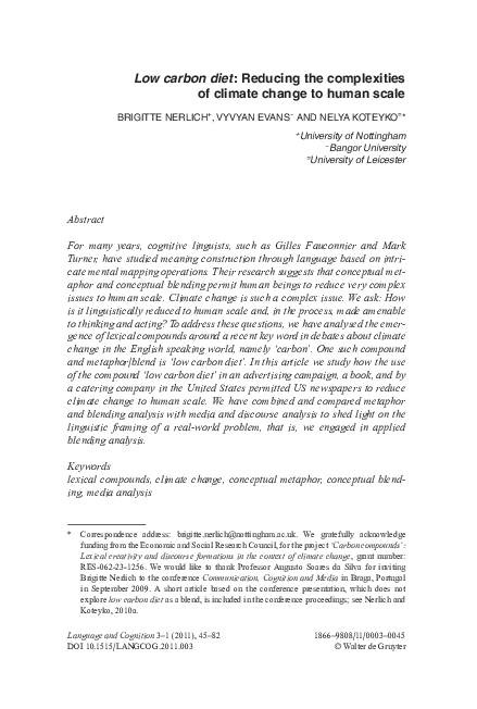 (PDF) Low carbon diet: Reducing the complexities of climate change to ...