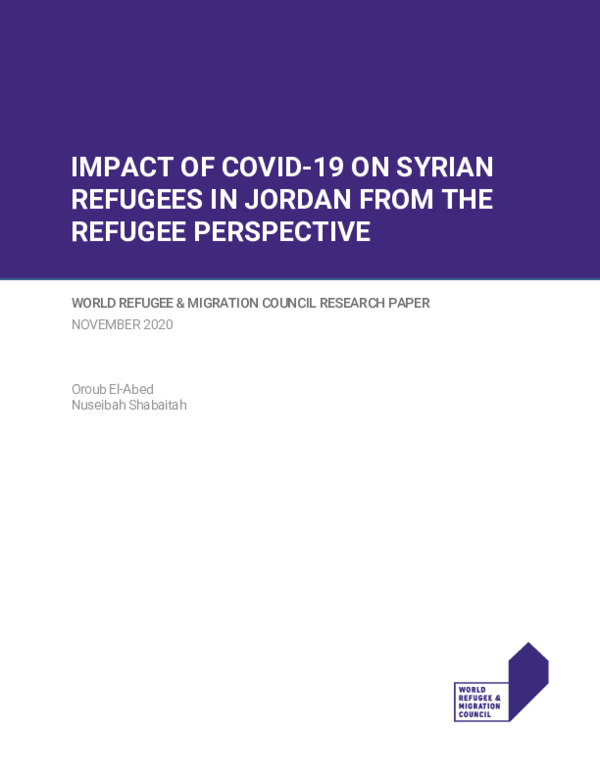 (PDF) IMPACT OF COVID-19 ON SYRIAN REFUGEES IN JORDAN FROM THE REFUGEE ...