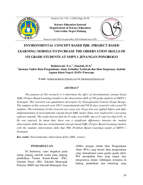 (PDF) Science Education Journal Departement of Science Education ...