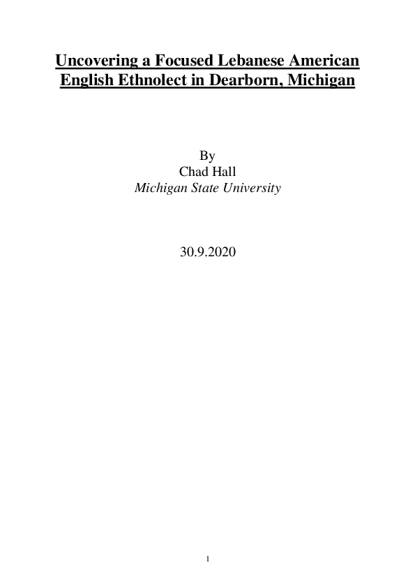 (PDF) Uncovering a Focused Lebanese American English Ethnolect in ...