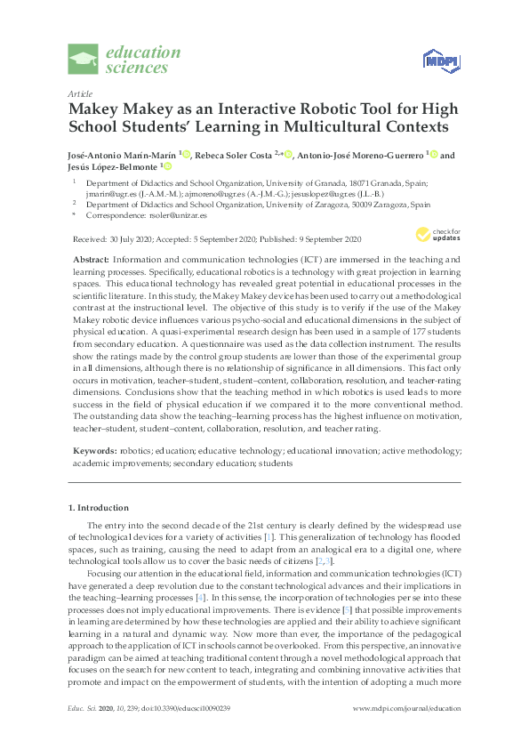 (PDF) Makey Makey as an Interactive Robotic Tool for High School ...