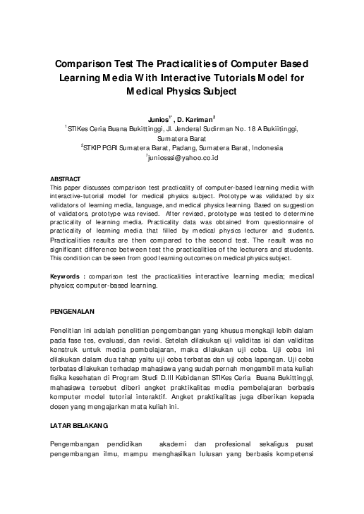 (PDF) Comparison Test The Practicalities of Computer Based Learning ...