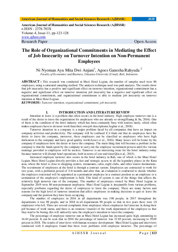 (PDF) The Role of Organizational Commitments in Mediating the Effect of ...