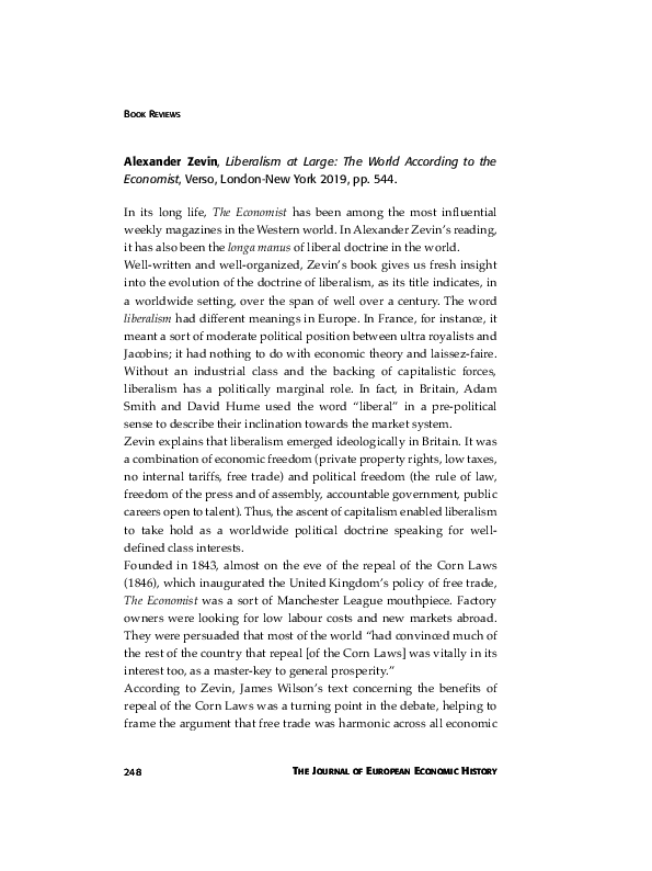 (PDF) Alexander Zevin, Liberalism at Large: The World According to the ...