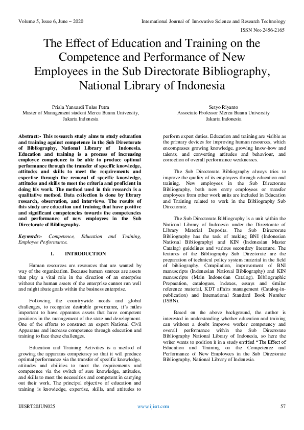(PDF) The Effect of Education and Training on the Competence and ...