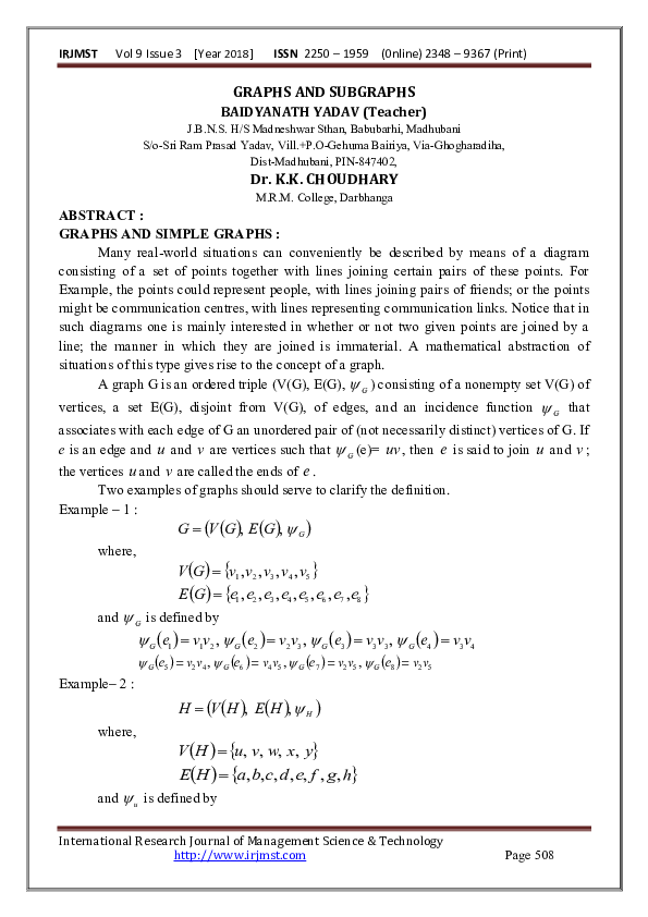 (PDF) GRAPHS AND SUBGRAPHS