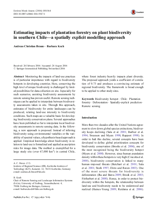 (PDF) Estimating impacts of plantation forestry on plant biodiversity ...
