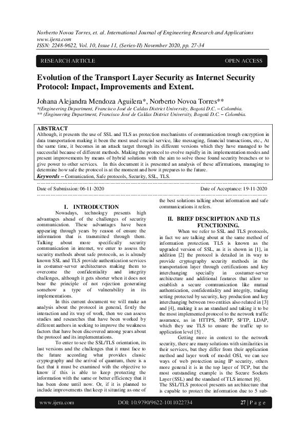 (PDF) Evolution of the Transport Layer Security as Internet Security ...