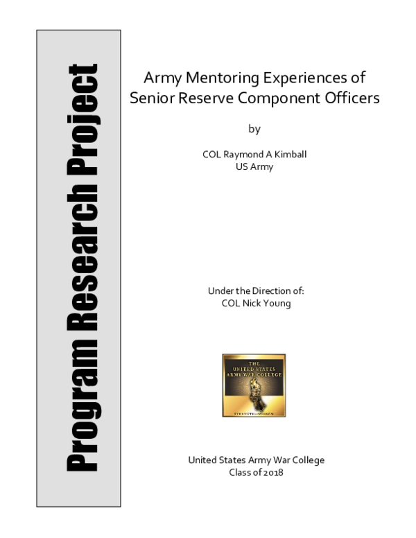 (PDF) Army Mentoring Experiences of Senior Reserve Component Officers ...