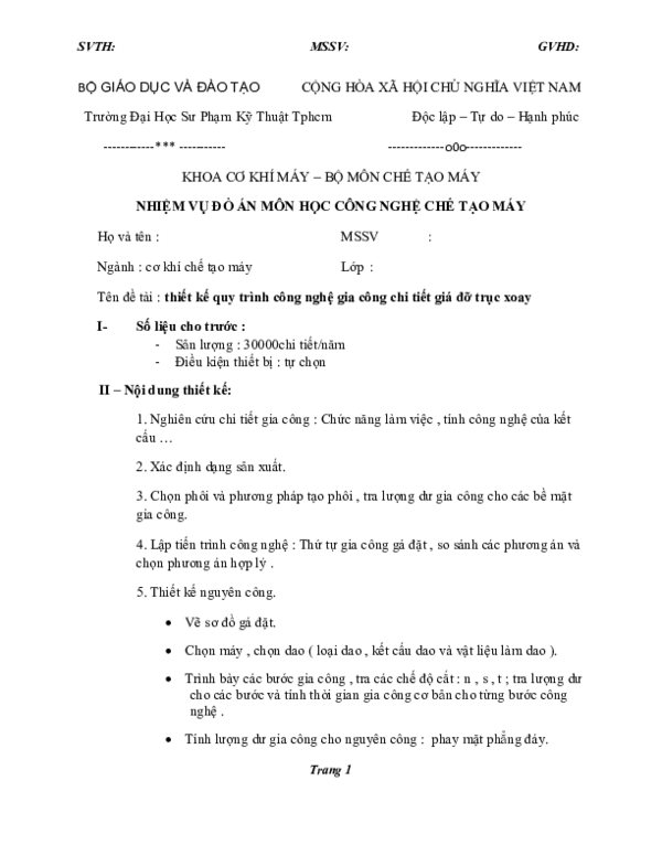 First page of “TINH LUONG DU GIA CONG”