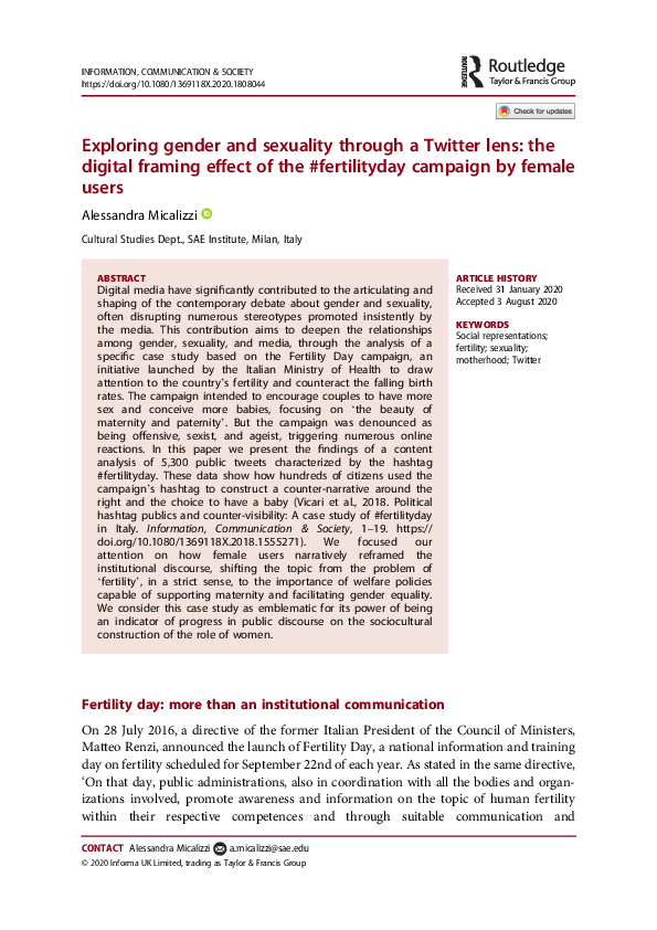 (PDF) Exploring gender and sexuality through a Twitter lens: the ...