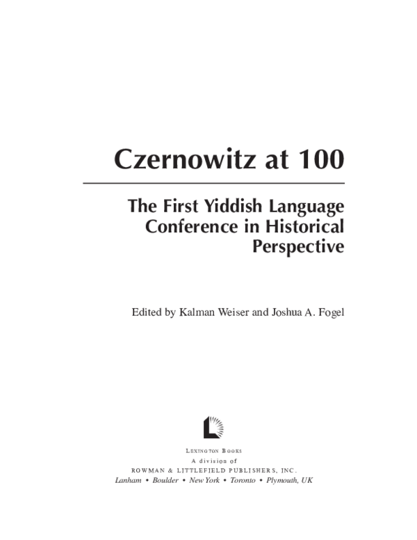 (PDF) Mother-tongue, Mame-loshn, and Kulturshprakh. The Tension between ...