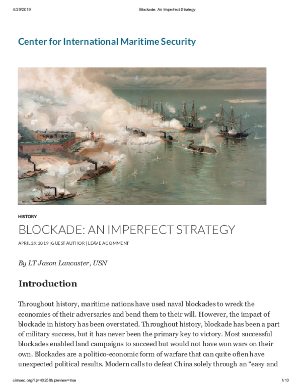 (PDF) Blockade An Imperfect Strategy