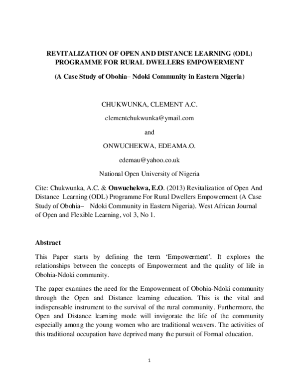 (PDF) REVITALIZATION OF OPEN AND DISTANCE LEARNING (ODL) PROGRAMME FOR ...