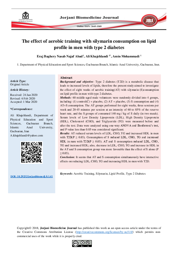 (PDF) The effect of aerobic training with silymarin consumption on ...