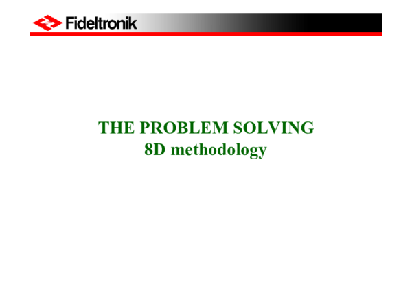 (PDF) THE PROBLEM SOLVING 8D methodology Training plan