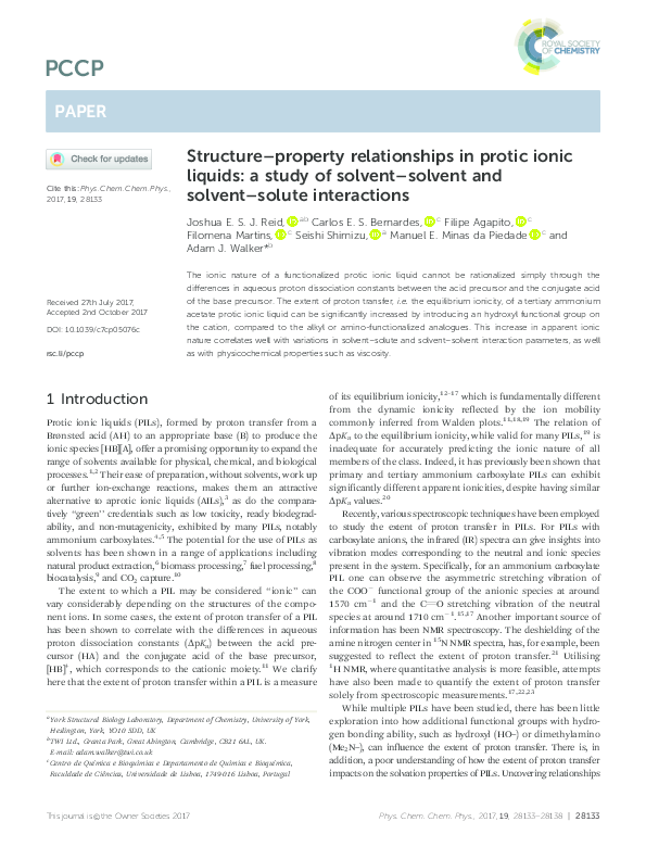(PDF) Structure-property relationships in protic ionic liquids: a study ...
