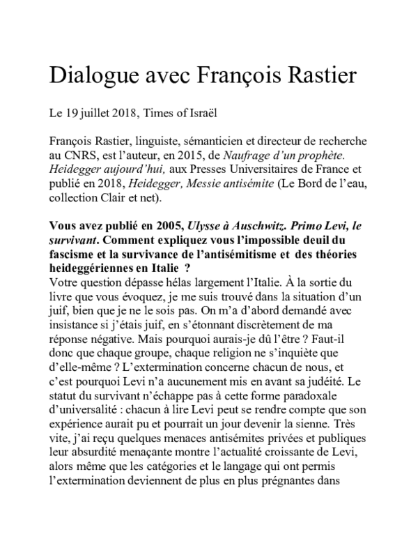 François Rastier Interprétation – GASC