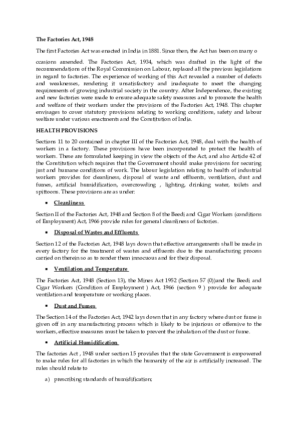 (DOC) The Factories Act, 1948
