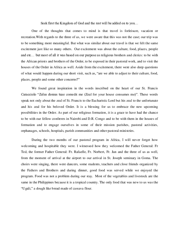 (PDF) Reflection on the mission