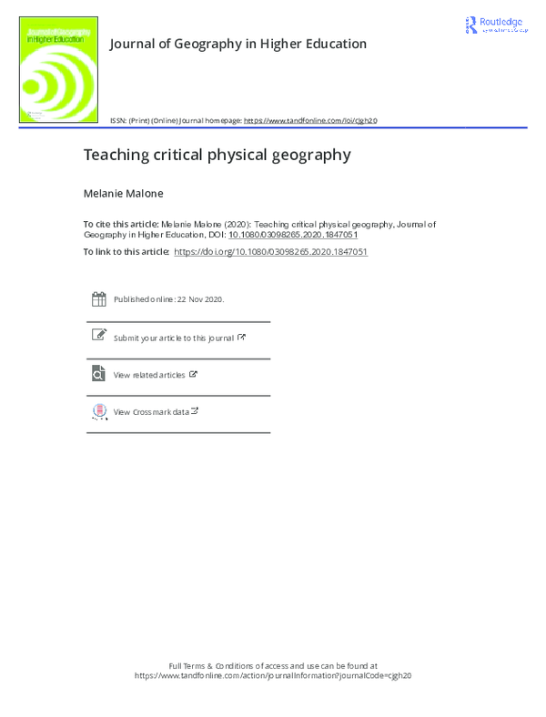 (PDF) Teaching critical physical geography