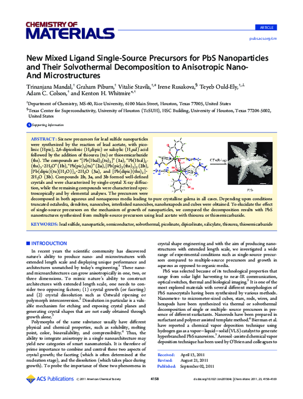 (PDF) New Mixed Ligand Single-Source Precursors for PbS Nanoparticles ...