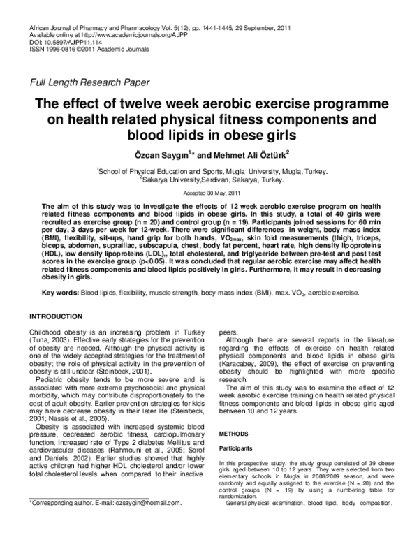 (PDF) The effect of twelve week aerobic exercise programme on health ...