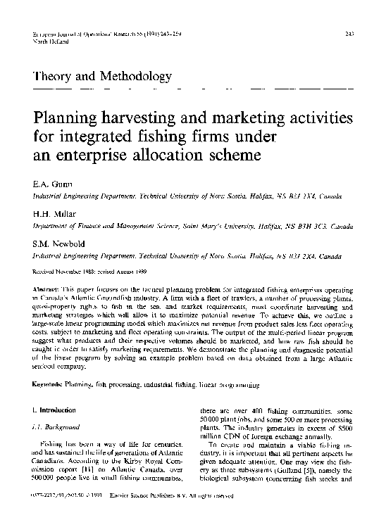 (PDF) Planning harvesting and marketing activities for integrated ...