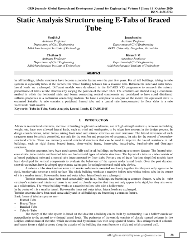 (PDF) Static Analysis Structure using E-Tabs of Braced Tube