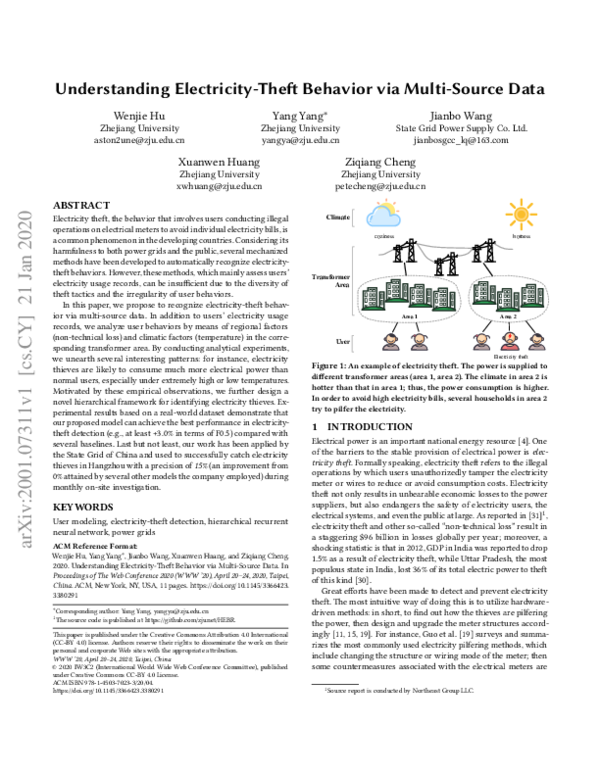 Pdf Understanding Electricity Theft Behavior Via Multi Source Data