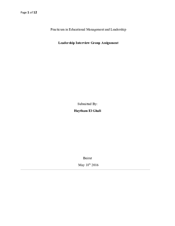 (DOC) Practicum in Educational Management and Leadership Leadership ...