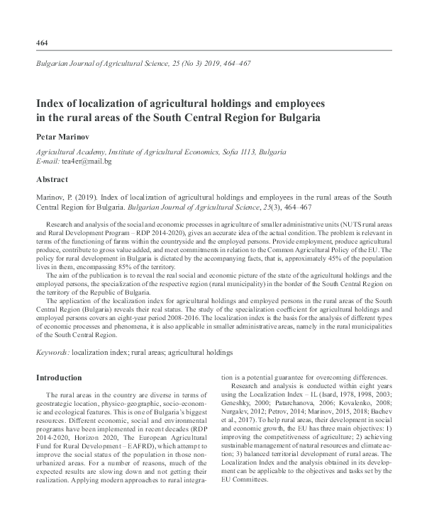 (PDF) Bulgarian Journal of Agricultural Science Petar Marinov
