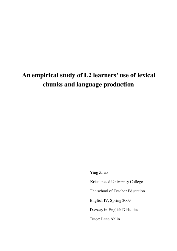 (PDF) An empirical study of L2 learners' use of lexical chunks and ...