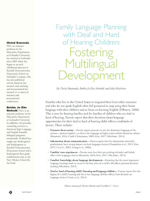 (PDF) Family Language Planning with Deaf and Hard of Hearing Children ...