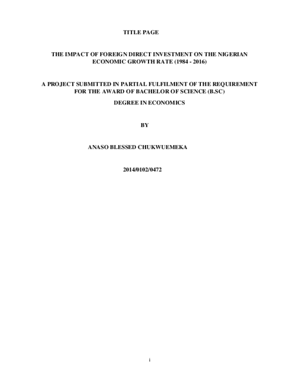 (PDF) THE IMPACT OF FOREIGN DIRECT INVESTMENT ON THE NIGERIAN ECONOMIC ...