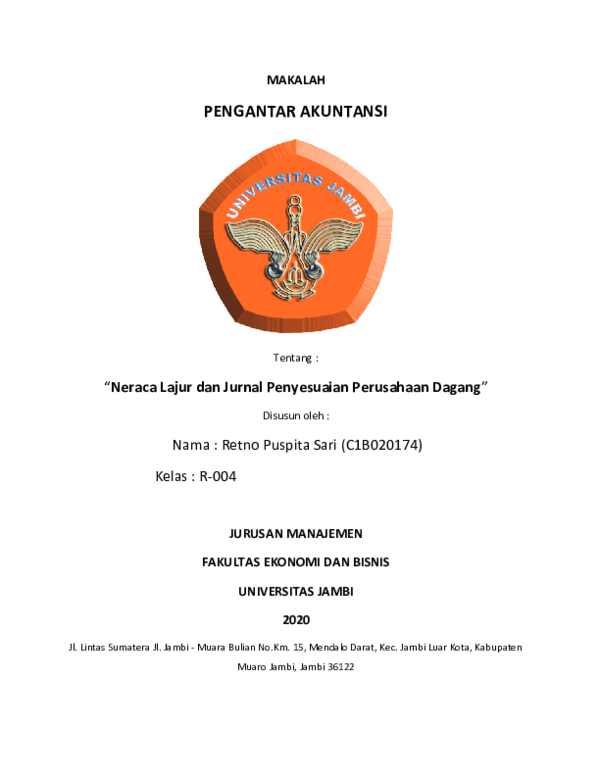 Doc Pengantar Akuntansi Neraca Lajur Dan Jurnal Penyesuaian Perusahaan Dagang Retno Puspita Sari Academia Edu
