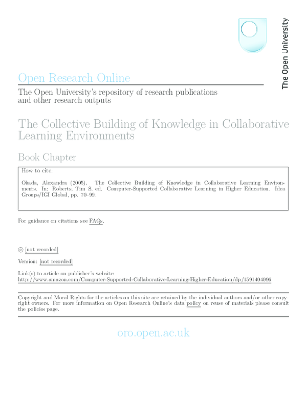 (PDF) The collective building of knowledge in collaborative learning ...