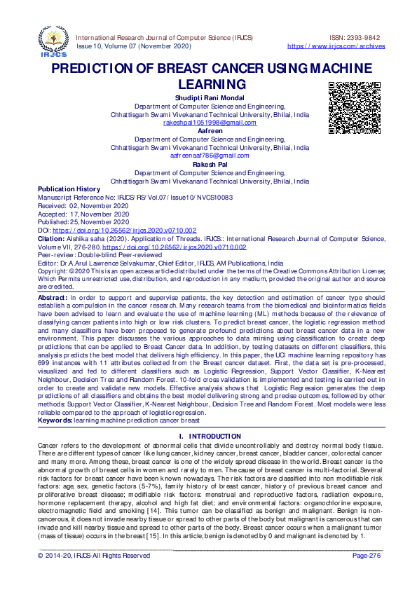 Breast cancer prediction using machine learning kaggle picture