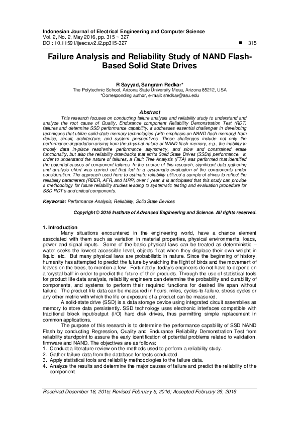 (PDF) Failure Analysis and Reliability Study of NAND Flash Based Solid