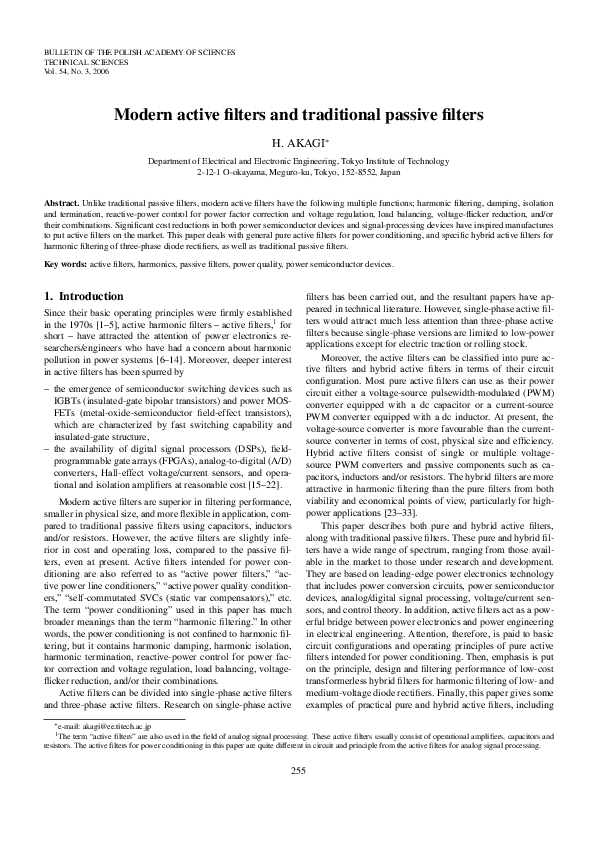 (PDF) Modern active filters and traditional passive filters