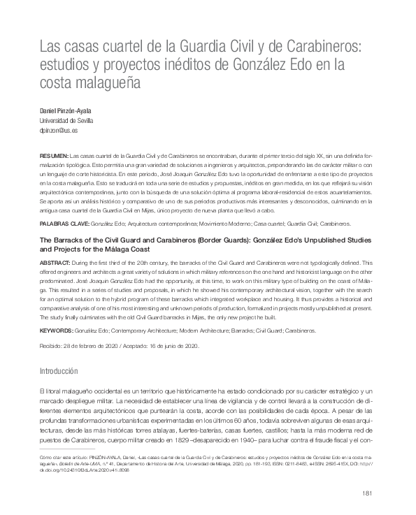 (PDF) Las casas cuartel de la Guardia Civil y de Carabineros: estudios ...