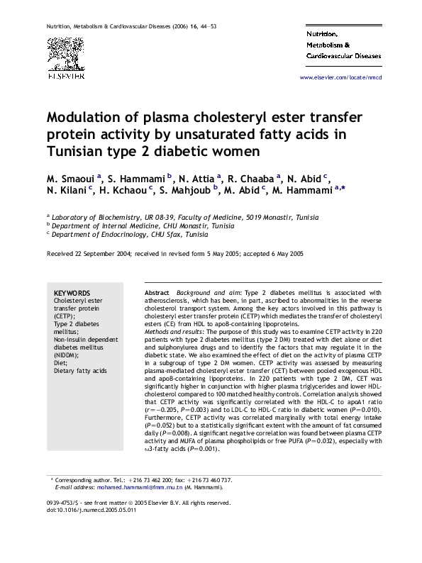 (PDF) Modulation of plasma cholesteryl ester transfer protein activity ...